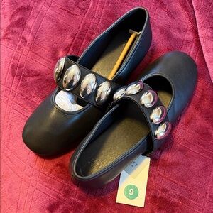 a new day Black Flats with Silver Accents